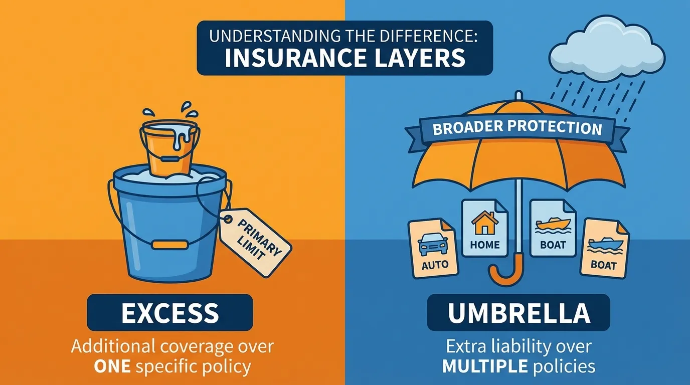 difference between excess and umbrella