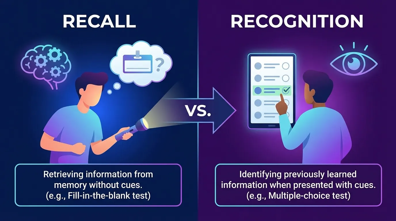 difference between recall and recognition