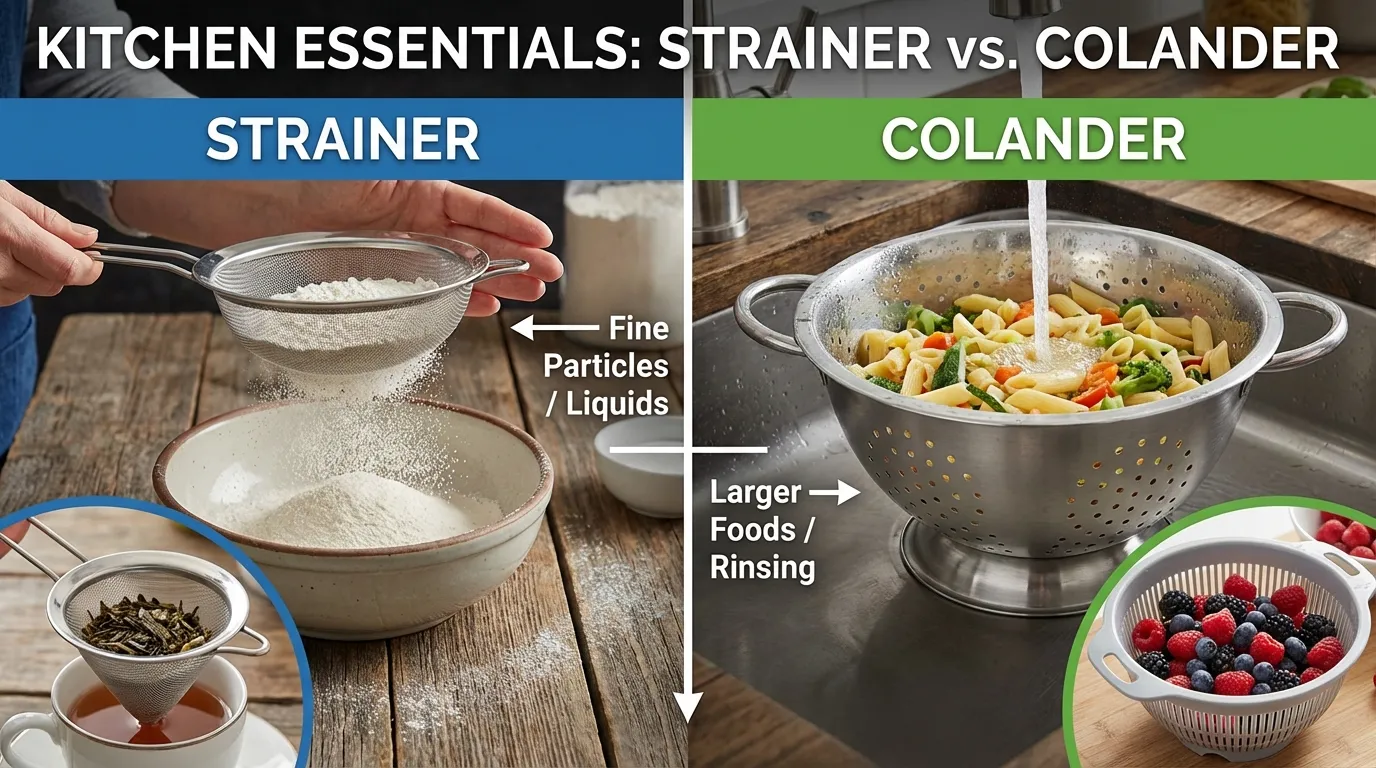 difference between strainer and colander