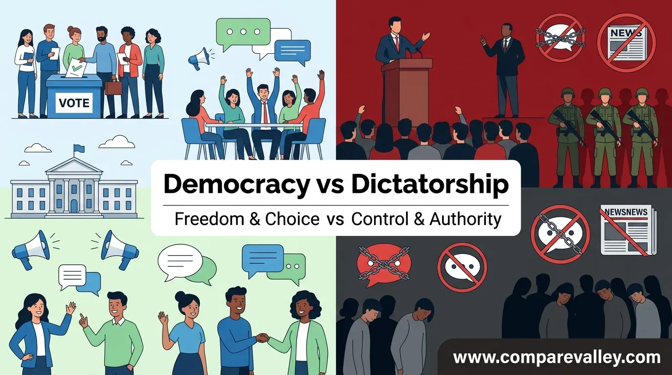 Difference between democracy and dictatorship