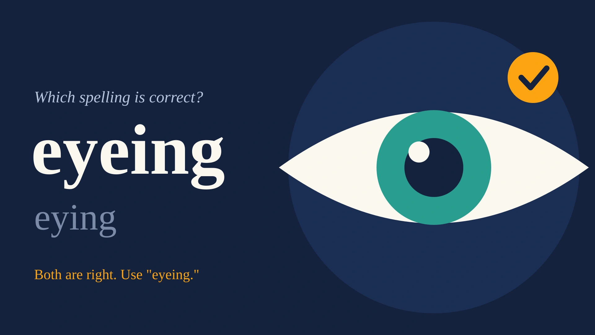 Eyeing or Eying